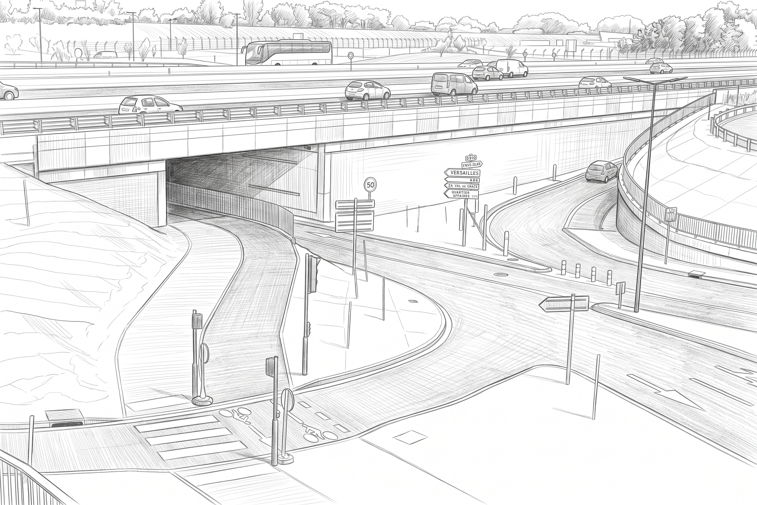 Plans d'exécution VRD de l'échangeur A86/RD57 à Vélizy-Villacoublay (78)